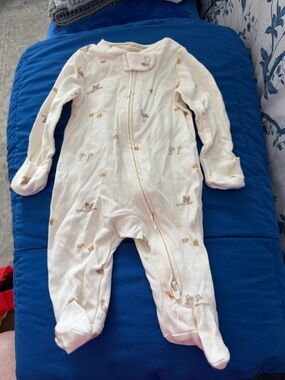 Carter's Cream Footed One-Piece with Small Tan Bird Prints